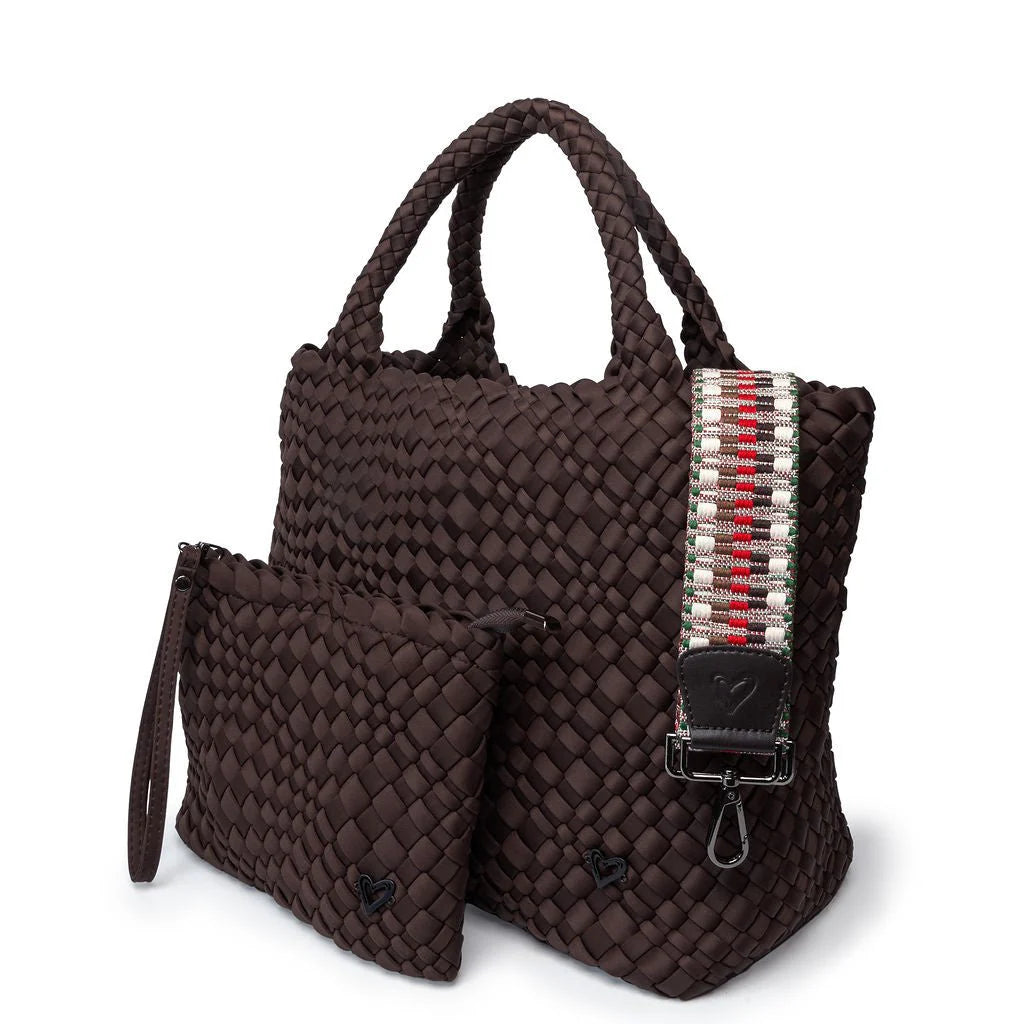 preneLove London Large Woven Neoprene Tote Bag with Wrist Clutch Espre